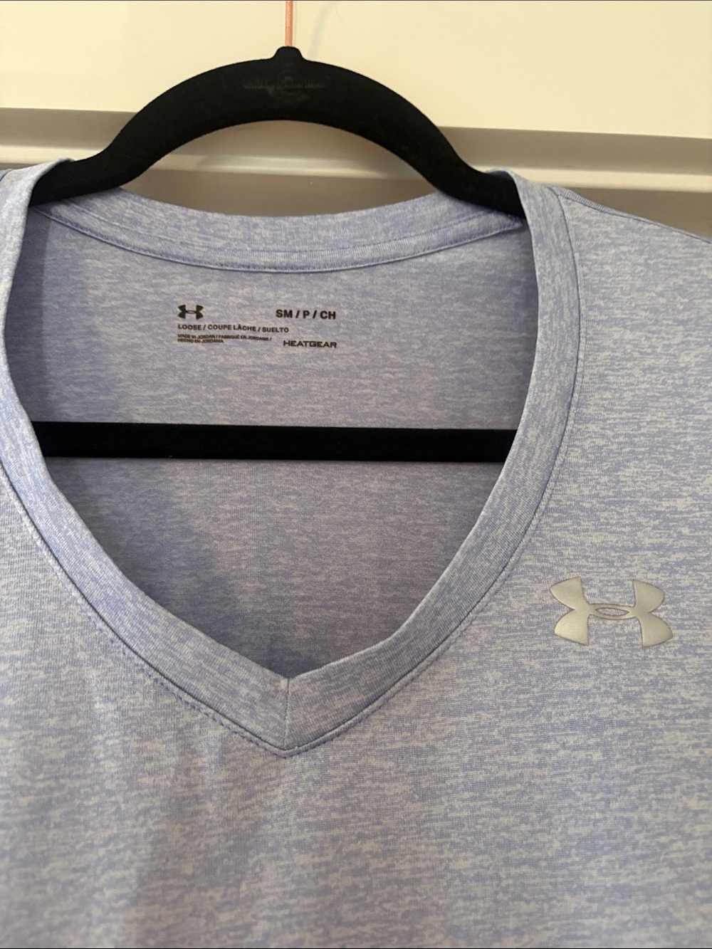 Under Armour Women's Heather Light Blue V-Neck Short Sleeve Tee - Picture 2 of 3